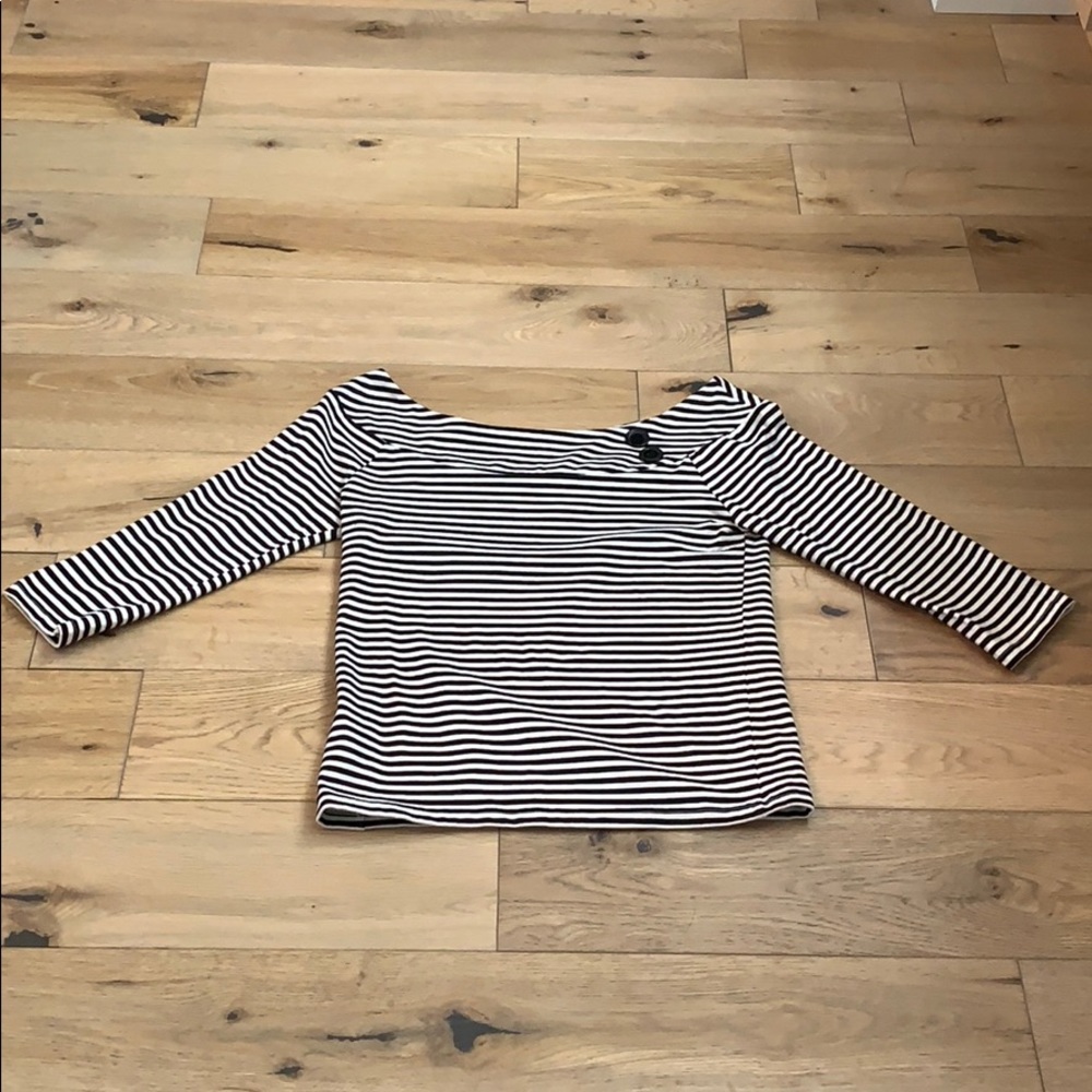 American City Wear Stripe Boat Neck Crop Top SZ M